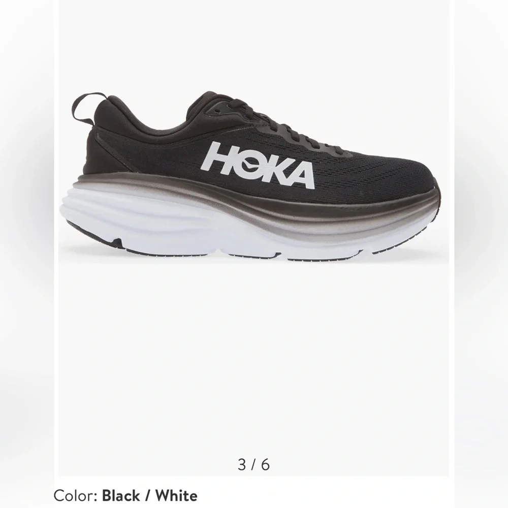 HOKA BONDI 8 Running black and white Shoe women size 12.5 2E new/no box
